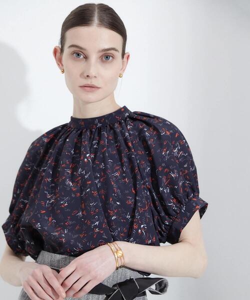 Liesse（リエス）の「レタードプリントギャザーブラウス（シャツ/ブラウス・レディース・ネイビー/ブルー・FREE）」の5枚目の写真