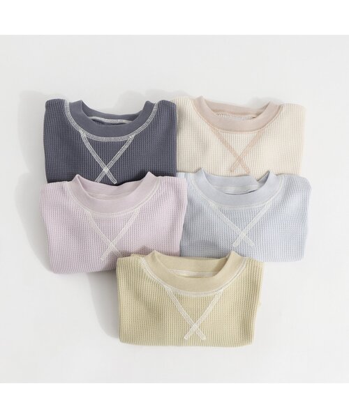 apres les cours（アプレレクール）の「/【HAPPY PRICE】ワッフルゆったりガゼットTシャツ（Tシャツ/カットソー・キッズ・ピンク/ブルー/イエロー/アイボリー/ネイビー・140/90/130/80/100/110/120）」の15枚目の写真