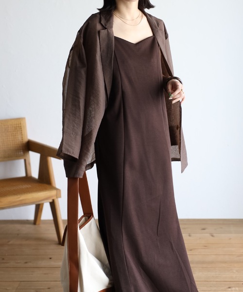 ap retro(アプレトロ)の「マーメイド キャミワンピース / ロング丈(ワンピース・レディース・ブラック/グレイッシュベージュ/グレイッシュブルー/ブラウン/アイボリー・FREE)」の3枚目の写真