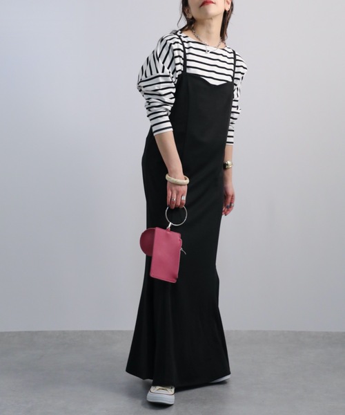 ap retro(アプレトロ)の「マーメイド キャミワンピース / ロング丈(ワンピース・レディース・ブラック/グレイッシュベージュ/グレイッシュブルー/ブラウン/アイボリー・FREE)」の9枚目の写真