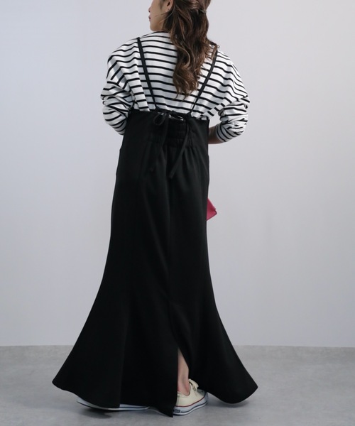 ap retro(アプレトロ)の「マーメイド キャミワンピース / ロング丈(ワンピース・レディース・ブラック/グレイッシュベージュ/グレイッシュブルー/ブラウン/アイボリー・FREE)」の14枚目の写真