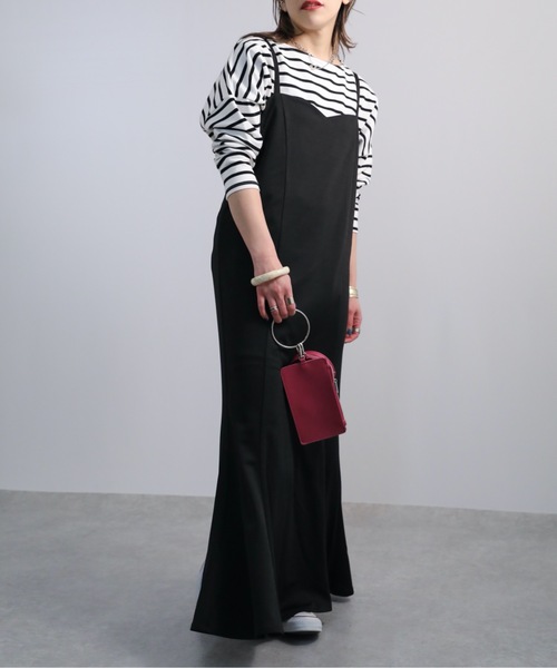 ap retro(アプレトロ)の「マーメイド キャミワンピース / ロング丈(ワンピース・レディース・ブラック/グレイッシュベージュ/グレイッシュブルー/ブラウン/アイボリー・FREE)」の7枚目の写真