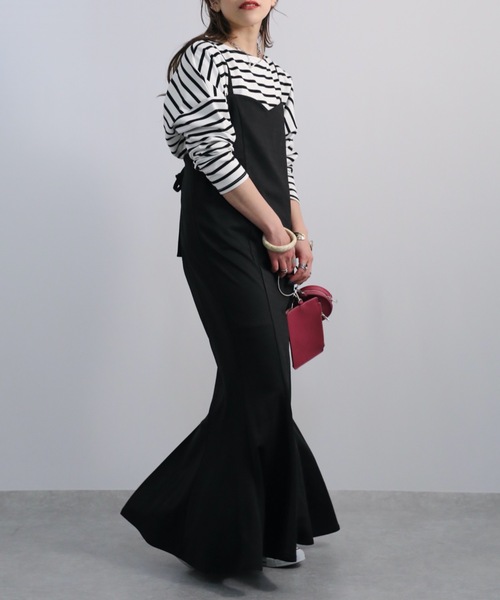 ap retro(アプレトロ)の「マーメイド キャミワンピース / ロング丈(ワンピース・レディース・ブラック/グレイッシュベージュ/グレイッシュブルー/ブラウン/アイボリー・FREE)」の11枚目の写真