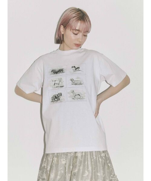 merry jenny（メリージェニー）の「six dog Tee（Tシャツ/カットソー・レディース・オフホワイト/ブラック・FREE）」の4枚目の写真