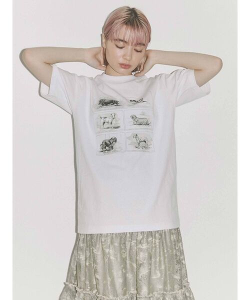 merry jenny（メリージェニー）の「six dog Tee（Tシャツ/カットソー・レディース・オフホワイト/ブラック・FREE）」の3枚目の写真