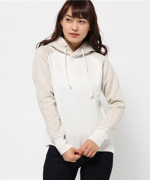 OUTLET（アウトレット）の「【DouDou】裏起毛切替ニットパーカー（パーカー・レディース・ブルー/ネイビー/オフホワイト・FREE）」の2枚目の写真