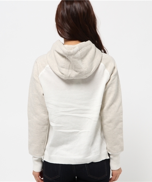 OUTLET（アウトレット）の「【DouDou】裏起毛切替ニットパーカー（パーカー・レディース・ブルー/ネイビー/オフホワイト・FREE）」の6枚目の写真