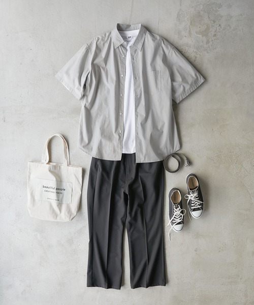 MONO-MART（モノマート）の「リラックスルーズレギュラーカラーブロードショートスリーブシャツ（シャツ/ブラウス・メンズ・ホワイト/ライトグレー/チャコール/グレー系1/グレー系2/ブルー系1・M/L）」の8枚目の写真