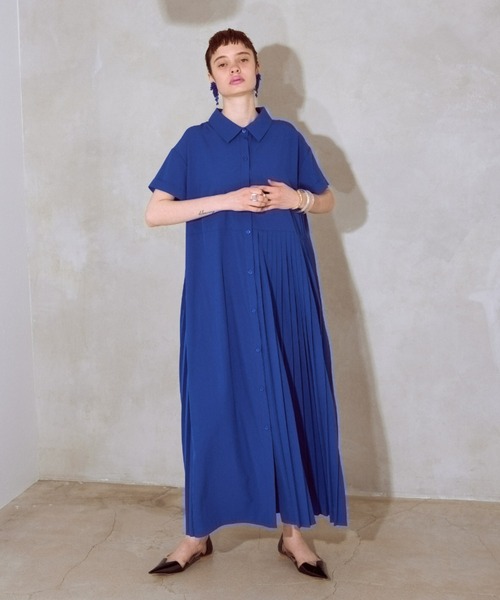 manana suerte(マニャーナスエルテ)の「アシンメトリープリーツワンピース(ワンピース・レディース・ブラック/ピンク/ブルー/グリーン・FREE)」の3枚目の写真