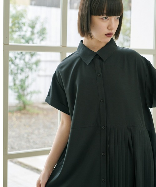 アシンメトリープリーツワンピース（ワンピース）｜manana suerte