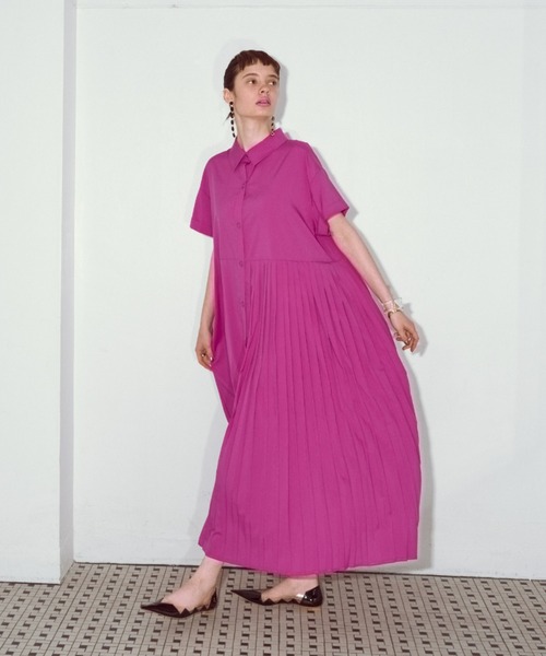 manana suerte(マニャーナスエルテ)の「アシンメトリープリーツワンピース(ワンピース・レディース・ブラック/ピンク/ブルー/グリーン・FREE)」の20枚目の写真