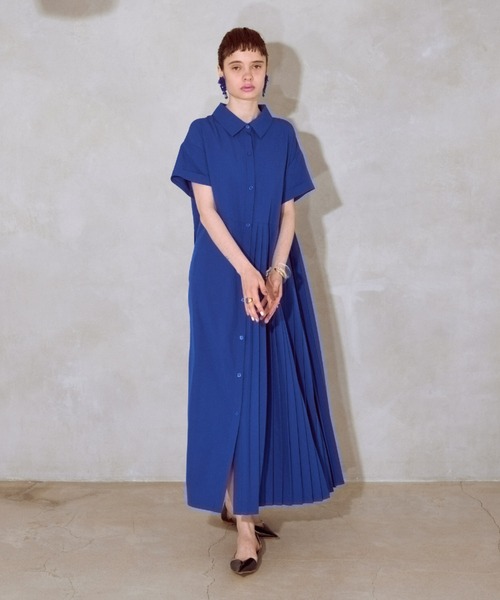 アシンメトリープリーツワンピース（ワンピース）｜manana