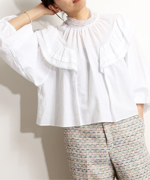 【定価¥24,200】完売品イエナラブークルドビードットレースブラウス セール】《追加》IENA LA BOUCLE ドビードットレースブラウス