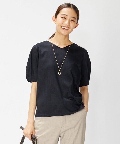 J.PRESS Ladies(J.プレス レディス)の「コットンリブジャージー カットソー(Tシャツ/カットソー・レディース・カーキ系/ライトグレー系/ネイビー系/ホワイト系・SMALL)」の4枚目の写真