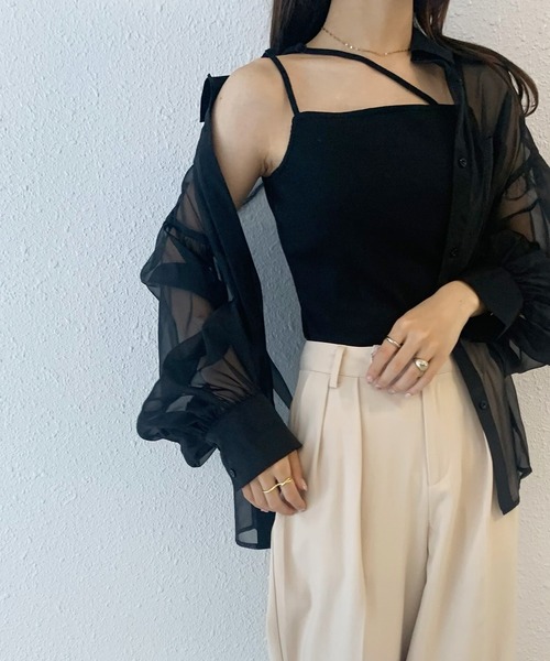 JUNOAH(ジュノア)の「【取り外し可】カップ付き変形キャミ(キャミソール・レディース・ホワイト/ブラック/ダークブラウン/ベージュ・MEDIUM/LARGE/X-LARGE)」の13枚目の写真