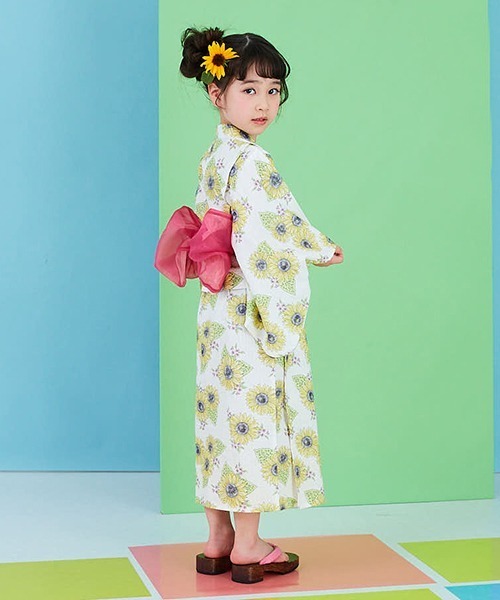 浴衣 ワンピース 2WAY ひまわり AS KNOW 浴衣 花柄2wayセパレート浴衣 3点セット(キャミ