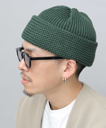 Mr.COVER（ミスターカバー）の「日本製 抗菌防臭 オーガニックコットン 矢振り編み×畔編み 切り替え編み ワイドロールニットキャップ（ニットキャップ/ビーニー）」