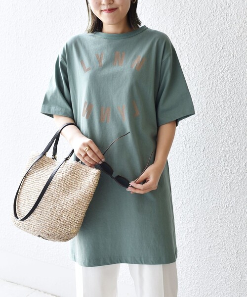 SHIPS（シップス）の「【SHIPS別注】Goodwear Aラインチュニック◆（Tシャツ/カットソー・レディース・チャコールグレー/ライトホワイト/ベージュ/グリーン・ONE SIZE）」の2枚目の写真