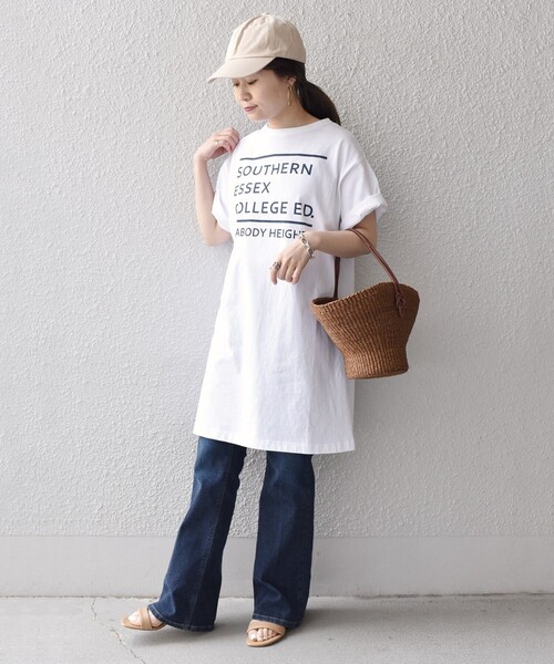 SHIPS（シップス）の「【SHIPS別注】Goodwear Aラインチュニック◆（Tシャツ/カットソー・レディース・チャコールグレー/ライトホワイト/ベージュ/グリーン・ONE SIZE）」の22枚目の写真