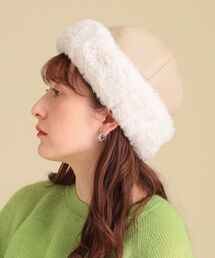 Ray BEAMS / フェイクレザー ロール キャップ