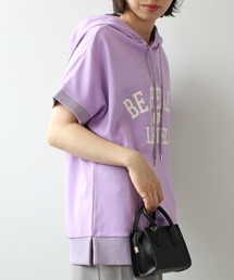 leswel | 【M～5L 大きいサイズ】ロゴ入り チュニック パーカー(Tシャツ/カットソー)