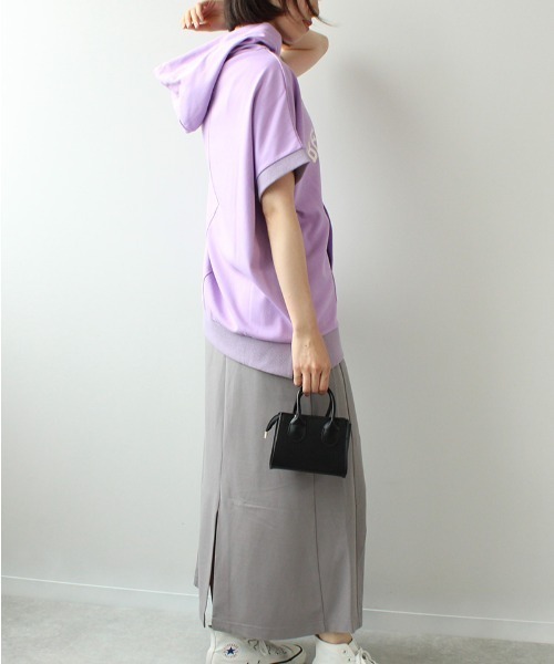 leswel（レスウェル）の「【M～5L 大きいサイズ】ロゴ入り チュニック パーカー（Tシャツ/カットソー・レディース・チャコールグレー/ラベンダー/クリーム・M/4L/3L/LL/L/5L）」の18枚目の写真