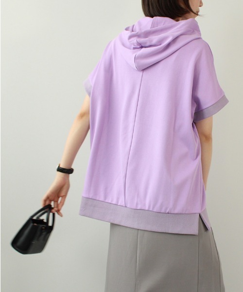 leswel（レスウェル）の「【M～5L 大きいサイズ】ロゴ入り チュニック パーカー（Tシャツ/カットソー・レディース・チャコールグレー/ラベンダー/クリーム・M/4L/3L/LL/L/5L）」の16枚目の写真