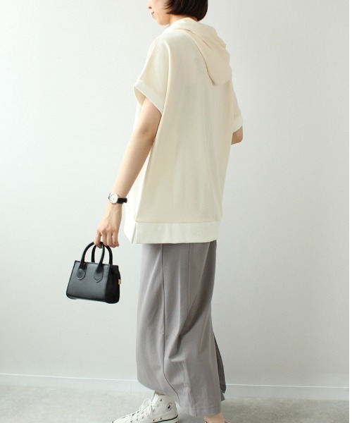 leswel（レスウェル）の「【M～5L 大きいサイズ】ロゴ入り チュニック パーカー（Tシャツ/カットソー・レディース・チャコールグレー/ラベンダー/クリーム・M/4L/3L/LL/L/5L）」の14枚目の写真