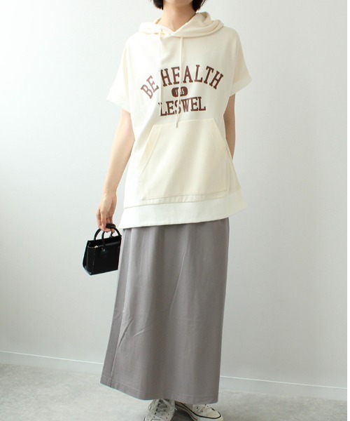 leswel（レスウェル）の「【M～5L 大きいサイズ】ロゴ入り チュニック パーカー（Tシャツ/カットソー・レディース・チャコールグレー/ラベンダー/クリーム・M/4L/3L/LL/L/5L）」の13枚目の写真