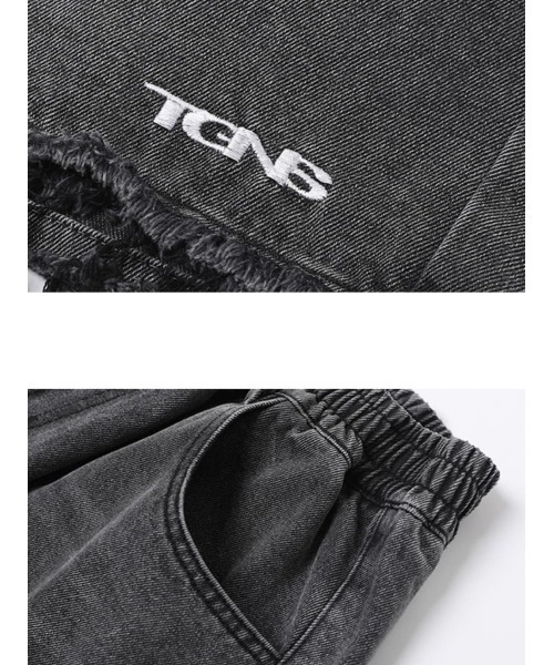 TGNS(ツーガンズ)の「【TGNS/ツーガンズ】DAMAGE WIDE HALF DENIM/ワイドパンツ ハーフパンツ ワイドデニム デニムパンツ ショーツ ダメージパンツ 切りっぱなし(デニムパンツ・メンズ・ブラック/ブルー・L/M)」の9枚目の写真