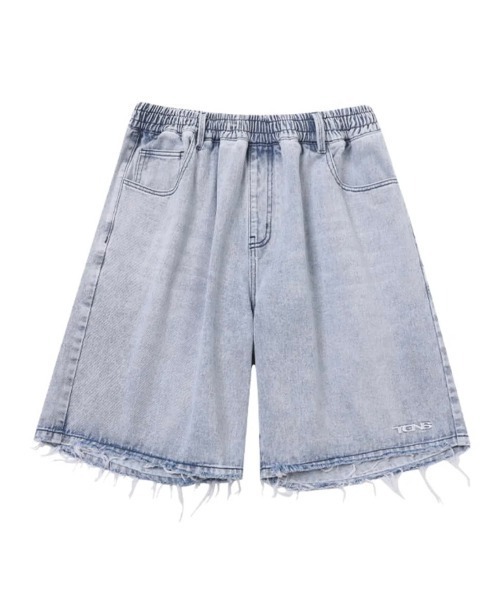 TGNS(ツーガンズ)の「【TGNS/ツーガンズ】DAMAGE WIDE HALF DENIM/ワイドパンツ ハーフパンツ ワイドデニム デニムパンツ ショーツ ダメージパンツ 切りっぱなし(デニムパンツ・メンズ・ブラック/ブルー・L/M)」の11枚目の写真