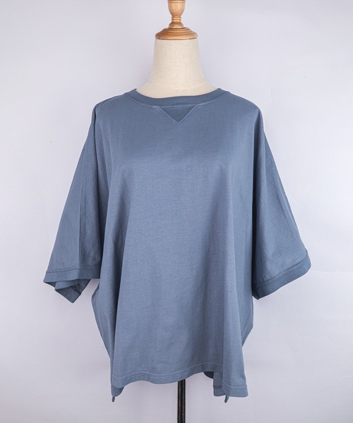 grn（ジーアールエヌ）の「［grn ジーアールエヌ］U.S.COTTON "MAINICHI TEE" 米綿天竺 半袖 ワイドTシャツ【SOLID/TIE-DYE】（Tシャツ/カットソー・レディース・ライトグリーン/グレー系その他/ホワイト/イエロー系その他/ライトブルー/スモークグレー/ブルー系その他/ベージュ/ラベンダー・FREE）」の6枚目の写真