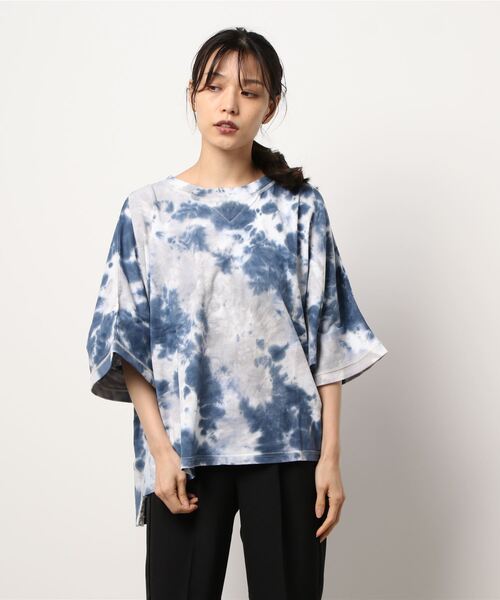 grn（ジーアールエヌ）の「［grn ジーアールエヌ］U.S.COTTON "MAINICHI TEE" 米綿天竺 半袖 ワイドTシャツ【SOLID/TIE-DYE】（Tシャツ/カットソー・レディース・ライトグリーン/グレー系その他/ホワイト/イエロー系その他/ライトブルー/スモークグレー/ブルー系その他/ベージュ/ラベンダー・FREE）」の20枚目の写真