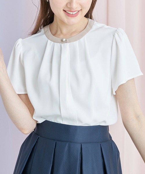 tocco closet（トッコ　クローゼット）の「パール釦タック入り２ＷＡＹ配色ブラウス（シャツ/ブラウス・レディース・ブラック/ネイビー/オフホワイト・M）」の11枚目の写真