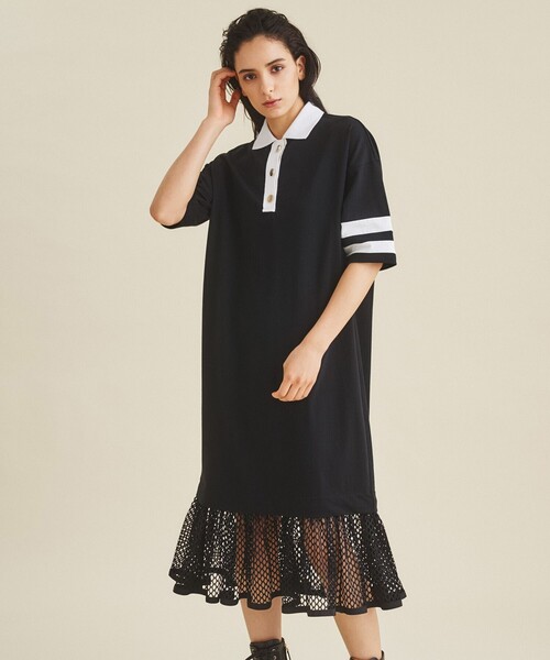 GRACE CLASS(グレースクラス)の「メッシュコンビラガーワンピース(ワンピース・レディース・カーキ/ブラック・36)」の14枚目の写真