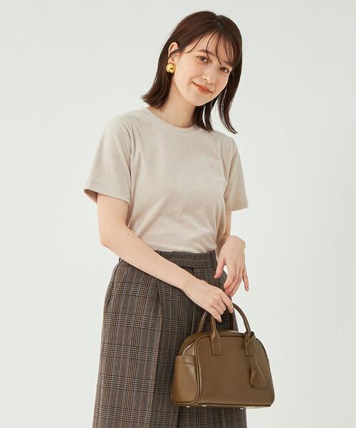 green label relaxing(グリーンレーベルリラクシング)の「<CO PROJECT>ソフトベロア Tシャツ(Tシャツ/カットソー・レディース・ネイビー/ナチュラル/オレンジ系その他・FREE)」の2枚目の写真