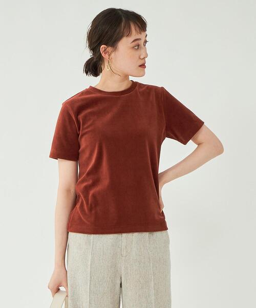 green label relaxing(グリーンレーベルリラクシング)の「<CO PROJECT>ソフトベロア Tシャツ(Tシャツ/カットソー・レディース・ネイビー/ナチュラル/オレンジ系その他・FREE)」の3枚目の写真