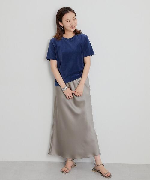 green label relaxing(グリーンレーベルリラクシング)の「<CO PROJECT>ソフトベロア Tシャツ(Tシャツ/カットソー・レディース・ネイビー/ナチュラル/オレンジ系その他・FREE)」の5枚目の写真