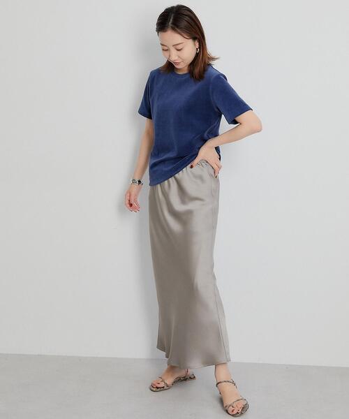 green label relaxing(グリーンレーベルリラクシング)の「<CO PROJECT>ソフトベロア Tシャツ(Tシャツ/カットソー・レディース・ネイビー/ナチュラル/オレンジ系その他・FREE)」の6枚目の写真