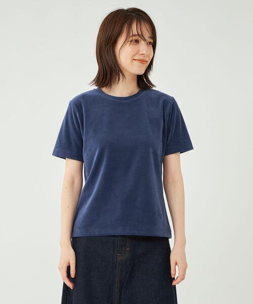 green label relaxing(グリーンレーベルリラクシング)の「<CO PROJECT>ソフトベロア Tシャツ(Tシャツ/カットソー・レディース・ネイビー/ナチュラル/オレンジ系その他・FREE)」の7枚目の写真