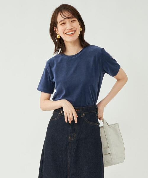 green label relaxing(グリーンレーベルリラクシング)の「<CO PROJECT>ソフトベロア Tシャツ(Tシャツ/カットソー・レディース・ネイビー/ナチュラル/オレンジ系その他・FREE)」の10枚目の写真