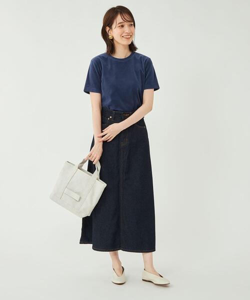 green label relaxing(グリーンレーベルリラクシング)の「<CO PROJECT>ソフトベロア Tシャツ(Tシャツ/カットソー・レディース・ネイビー/ナチュラル/オレンジ系その他・FREE)」の11枚目の写真