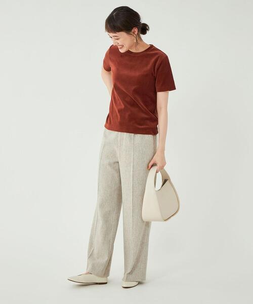 green label relaxing(グリーンレーベルリラクシング)の「<CO PROJECT>ソフトベロア Tシャツ(Tシャツ/カットソー・レディース・ネイビー/ナチュラル/オレンジ系その他・FREE)」の13枚目の写真