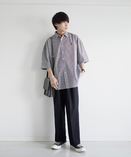 U.S. POLO ASSN.(ユーエスポロアッスン)の「∴WEGO/U.S.POLO ASSN.別注5分袖BIGシャツ(シャツ/ブラウス・メンズ・ブラック系その他2/ベージュ系その他2・FREE)」の4枚目の写真