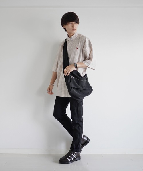 U.S. POLO ASSN.(ユーエスポロアッスン)の「∴WEGO/U.S.POLO ASSN.別注5分袖BIGシャツ(シャツ/ブラウス・メンズ・ブラック系その他2/ベージュ系その他2・FREE)」の5枚目の写真