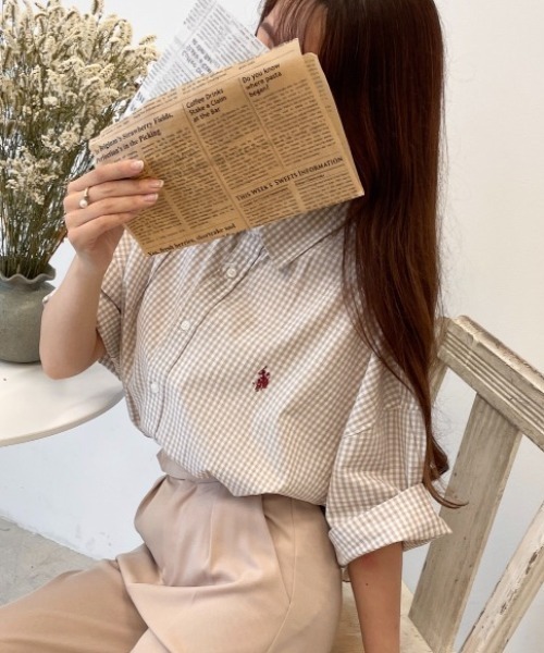 U.S. POLO ASSN.(ユーエスポロアッスン)の「∴WEGO/U.S.POLO ASSN.別注5分袖BIGシャツ(シャツ/ブラウス・メンズ・ブラック系その他2/ベージュ系その他2・FREE)」の20枚目の写真