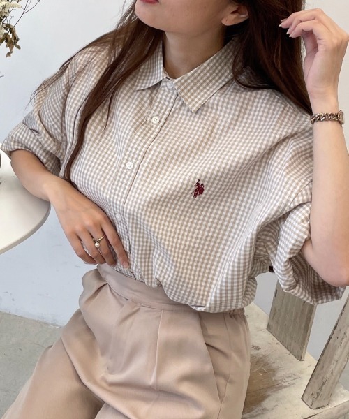 U.S. POLO ASSN.(ユーエスポロアッスン)の「∴WEGO/U.S.POLO ASSN.別注5分袖BIGシャツ(シャツ/ブラウス・メンズ・ブラック系その他2/ベージュ系その他2・FREE)」の19枚目の写真