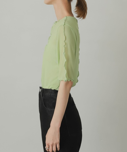 SENSE OF PLACE by URBAN RESEARCH(センスオブプレイスバイアーバンリサーチ)の「チュールトップ(5分袖)(Tシャツ/カットソー・レディース・グリーン/ピンク/アイボリー・ONE)」の9枚目の写真