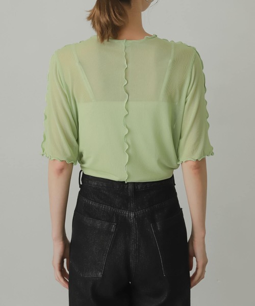 SENSE OF PLACE by URBAN RESEARCH(センスオブプレイスバイアーバンリサーチ)の「チュールトップ(5分袖)(Tシャツ/カットソー・レディース・グリーン/ピンク/アイボリー・ONE)」の10枚目の写真