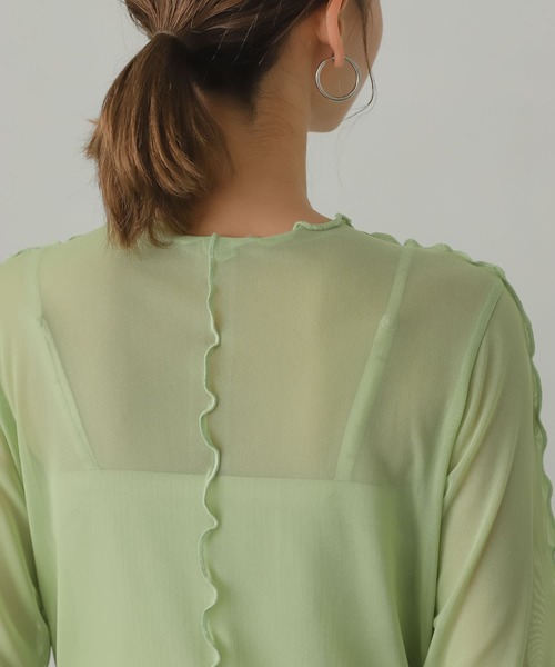 SENSE OF PLACE by URBAN RESEARCH(センスオブプレイスバイアーバンリサーチ)の「チュールトップ(5分袖)(Tシャツ/カットソー・レディース・グリーン/ピンク/アイボリー・ONE)」の13枚目の写真